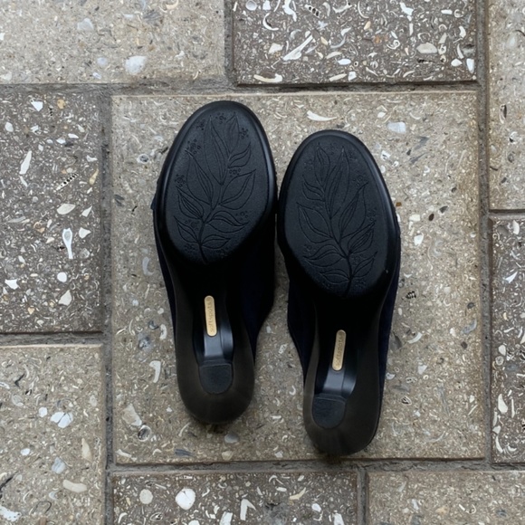 Softspots Shoes Dark Blue Leather Slide Mules Clogs Size 8N Narrow - Picture 5 of 8